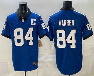 Men's Indianapolis Colts #84 Tyler Warren Blue 2025 FUSE Throwback Vapor Limited Stitched Jersey