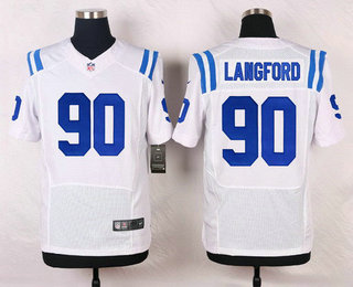 Men's Indianapolis Colts #90 endall Langford White Road NFL Nike Elite Jersey