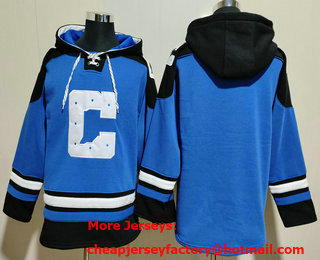 Men's Indianapolis Colts Blank Blue Ageless Must Have Lace Up Pullover Hoodie