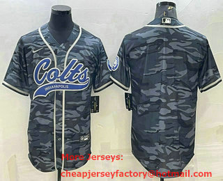 Men's Indianapolis Colts Blank Grey Camo With Patch Cool Base Stitched Baseball Jersey