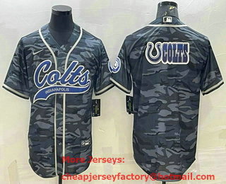 Men's Indianapolis Colts Grey Camo Team Big Logo With Patch Cool Base Stitched Baseball Jersey