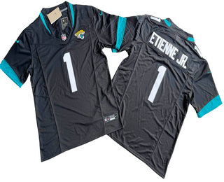 Men's Jacksonville Jaguars #1 Travis Etienne Jr Black 2023 FUSE Vapor Limited Stitched Jersey