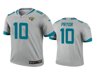 Men's Jacksonville Jaguars #10 Terrelle Pryor Silver Inverted Legend Jersey