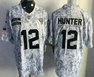 Men's Jacksonville Jaguars #12 Travis Hunter Arctic Camo 2024 FUSE Salute to Service Limited Stitched Jersey