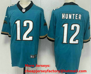 Men's Jacksonville Jaguars #12 Travis Hunter Limited Green Throwback Vapor Jersey
