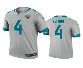 Men's Jacksonville Jaguars #4 Josh Lambo Silver Inverted Legend Jersey