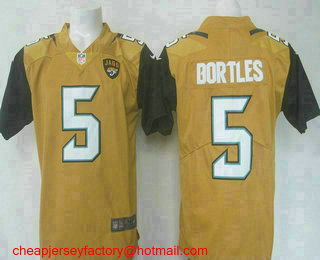 Men's Jacksonville Jaguars #5 Blake Bortles Gold 2016 Color Rush Stitched NFL Nike Limited Jersey