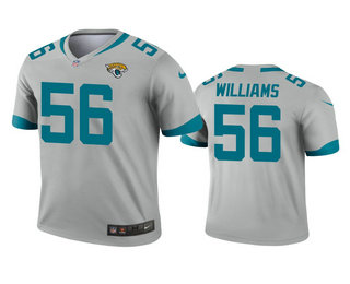 Men's Jacksonville Jaguars #56 Quincy Williams Silver Inverted Legend Jersey