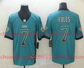 Men's Jacksonville Jaguars #7 Nick Foles Teal Blue 2018 Fashion Drift Color Rush Stitched NFL Nike Limited Jersey