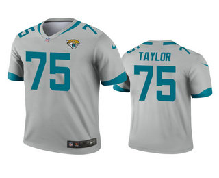 Men's Jacksonville Jaguars #75 Jawaan Taylor Silver Inverted Legend Jersey