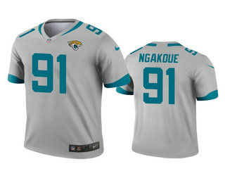 Men's Jacksonville Jaguars #91 Yannick Ngakoue Silver Inverted Legend Jersey