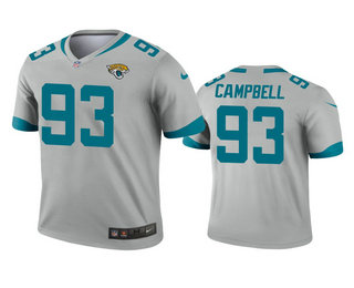 Men's Jacksonville Jaguars #93 Calais Campbell Silver Inverted Legend Jersey
