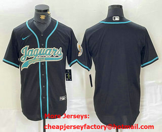 Men's Jacksonville Jaguars Blank Black With Patch Cool Base Stitched Baseball Jersey
