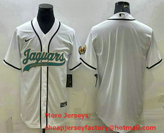 Men's Jacksonville Jaguars Blank White With Patch Cool Base Stitched Baseball Jersey