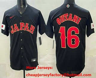 Men's Japan #16 Shohei Ohtani Black 2026 World Baseball Classic Cool Base Jersey