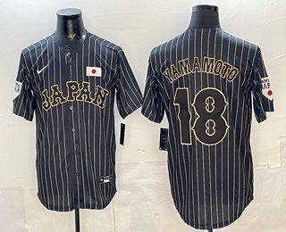 Men's Japan #18 Yoshinobu Yamamoto Black World Baseball Classic Stitched Jersey