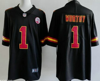 Men's Kansas City Chiefs #1 Xavier Worthy Limited Black Vapor Jersey