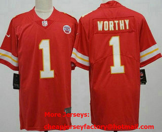 Men's Kansas City Chiefs #1 Xavier Worthy Limited Red Vapor Jersey