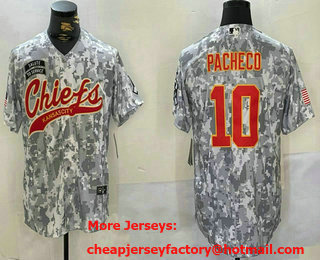 Men's Kansas City Chiefs #10 Isiah Pacheco Arctic Camo 2024 Salute to Service Stitched Baseball Jersey