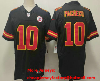 Men's Kansas City Chiefs #10 Isiah Pacheco Black FUSE Vapor Limited Stitched Jersey