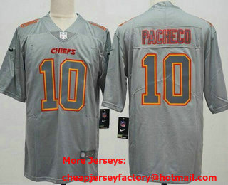 Men's Kansas City Chiefs #10 Isiah Pacheco Limited Gray Atmosphere Vapor Jersey