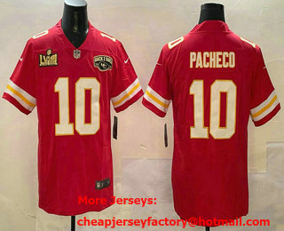 Men's Kansas City Chiefs #10 Isiah Pacheco Red FUSE Super Bowl LVIII  Back 2 Back Gold Patch Vapor Limited Stitched Jersey