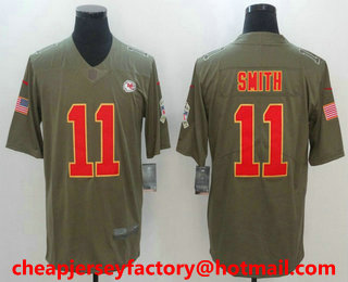 Men's Kansas City Chiefs #11 Alex Smith Olive 2017 Salute To Service Stitched NFL Nike Limited Jersey