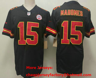 Men's Kansas City Chiefs #15 Patrick Mahomes Black FUSE Vapor Limited Stitched Jersey