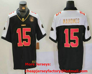 Men's Kansas City Chiefs #15 Patrick Mahomes Black Gold FUSE Vapor Limited Stitched Jersey