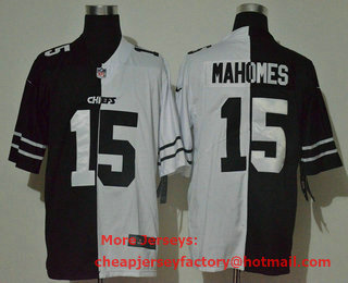 Men's Kansas City Chiefs #15 Patrick Mahomes Black White Peaceful Coexisting 2020 Vapor Untouchable Stitched NFL Nike Limited Jersey