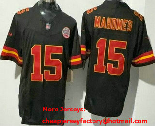 Men's Kansas City Chiefs #15 Patrick Mahomes II Limited Black FUSE Vapor Jersey
