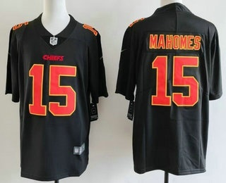 Men's Kansas City Chiefs #15 Patrick Mahomes Limited Black Fashion Vapor Jersey
