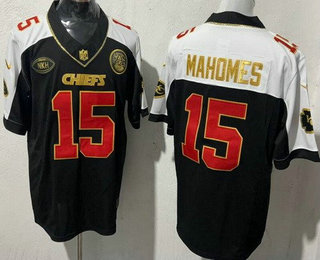 Men's Kansas City Chiefs #15 Patrick Mahomes Limited Black Thanksgiving FUSE Vapor Jersey