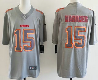 Men's Kansas City Chiefs #15 Patrick Mahomes Limited Grey Fashion Vapor Jersey