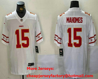 Men's Kansas City Chiefs #15 Patrick Mahomes White 2019 NEW Team Logo Vapor Untouchable Stitched Nike Limited Jersey