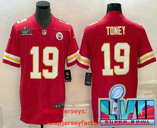 Men's Kansas City Chiefs #19 Kadarius Toney Red Super Bowl LVII Patch Vapor Untouchable Limited Stitched Football Jersey