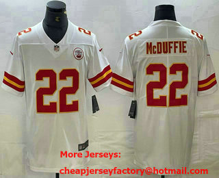Men's Kansas City Chiefs #22 Trent McDuffie White Vapor Untouchable Limited Stitched Jersey