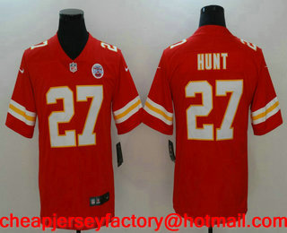 Men's Kansas City Chiefs #27 Kareem Hunt Red 2017 Vapor Untouchable Stitched NFL Nike Limited Jersey