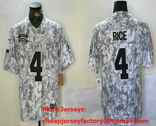 Men's Kansas City Chiefs #4 Rashee Rice Arctic Camo 2024 FUSE Salute to Service Limited Stitched Jersey