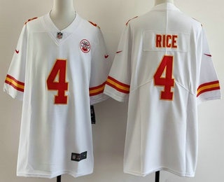 Men's Kansas City Chiefs #4 Rashee Rice Limited White Vapor Jersey