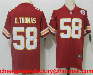 Men's Kansas City Chiefs #58 Derrick Thomas Red 2017 Vapor Untouchable Stitched NFL Nike Limited Jersey