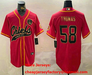 Men's Kansas City Chiefs #58 Derrick Thomas Red Gold Cool Base Stitched Baseball Jersey