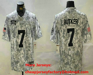 Men's Kansas City Chiefs #7 Harrison Butker Arctic Camo 2024 FUSE Salute to Service Limited Stitched Jersey