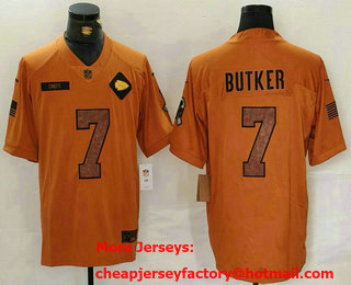 Men's Kansas City Chiefs #7 Harrison Butker Brown 2023 Salute To Service Limited Stitched Jersey