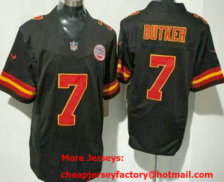 Men's Kansas City Chiefs #7 Harrison Butker Limited Black FUSE Vapor Jersey