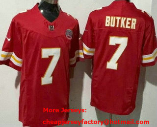 Men's Kansas City Chiefs #7 Harrison Butker Limited Red FUSE Vapor Jersey