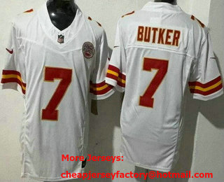 Men's Kansas City Chiefs #7 Harrison Butker Limited White FUSE Vapor Jersey