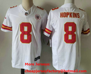 Men's Kansas City Chiefs #8 DeAndre Hopkins Limited White FUSE Vapor Jersey