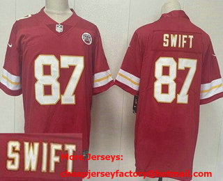 Men's Kansas City Chiefs #87 Taylor Swift Red Vapor Untouchable Limited Stitched Jersey