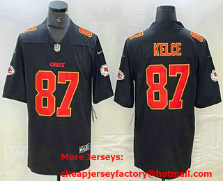 Men's Kansas City Chiefs #87 Travis Kelce Black Fashion Vapor Limited Stitched Jersey